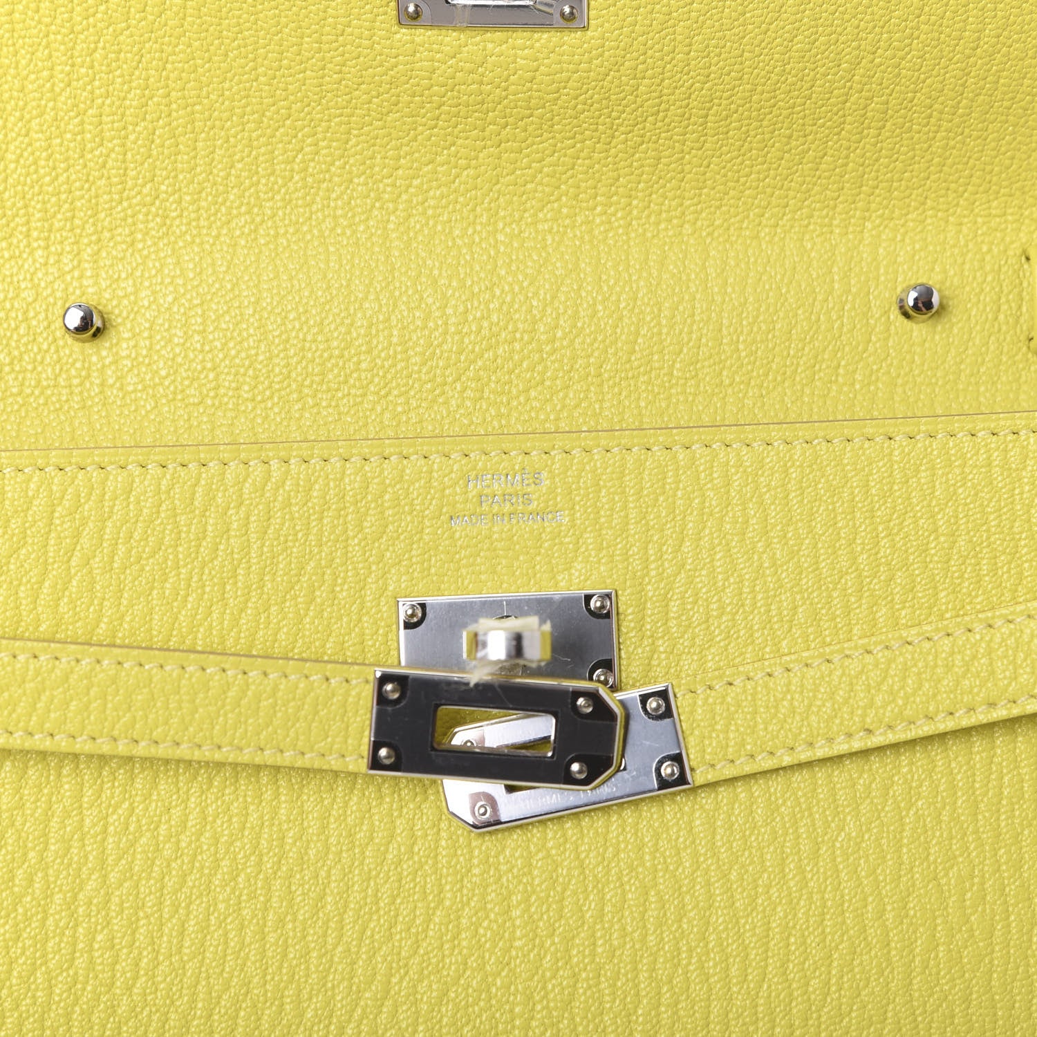 Hermes Chevre Mysore Kelly Wallet To Go Lime 7 of 9