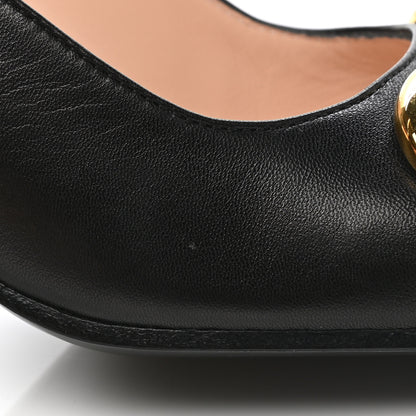 Gucci Malaga Kid Horsebit 75mm Slingback Pumps 37.5 Black 8 of 10