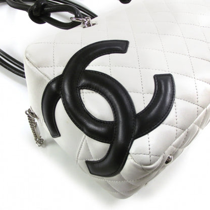 Chanel Calfskin Quilted Large Cambon Bowler White Black 8 of 13