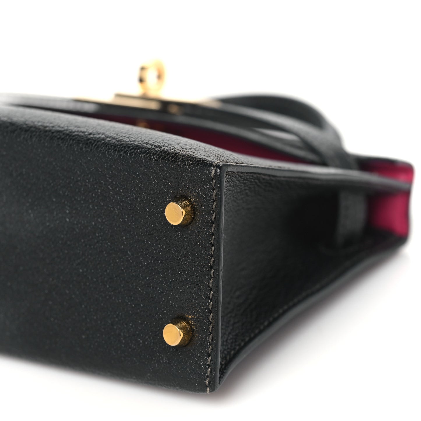 Chevre Mysore Horseshoe Mini Kelly Sellier 20 Black Rose Mexico