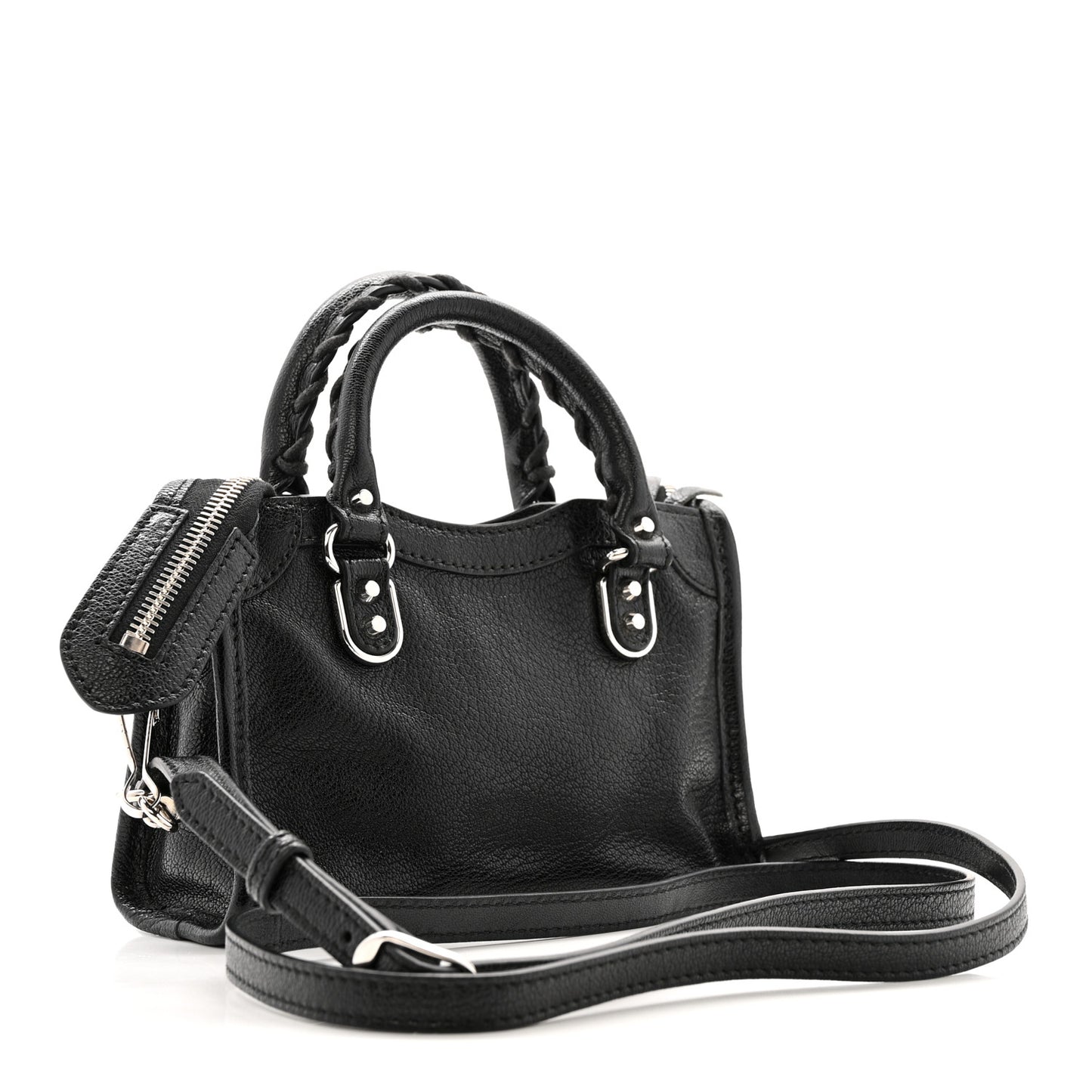 Chevre Silver Metallic Edge Hardware Nano City Black