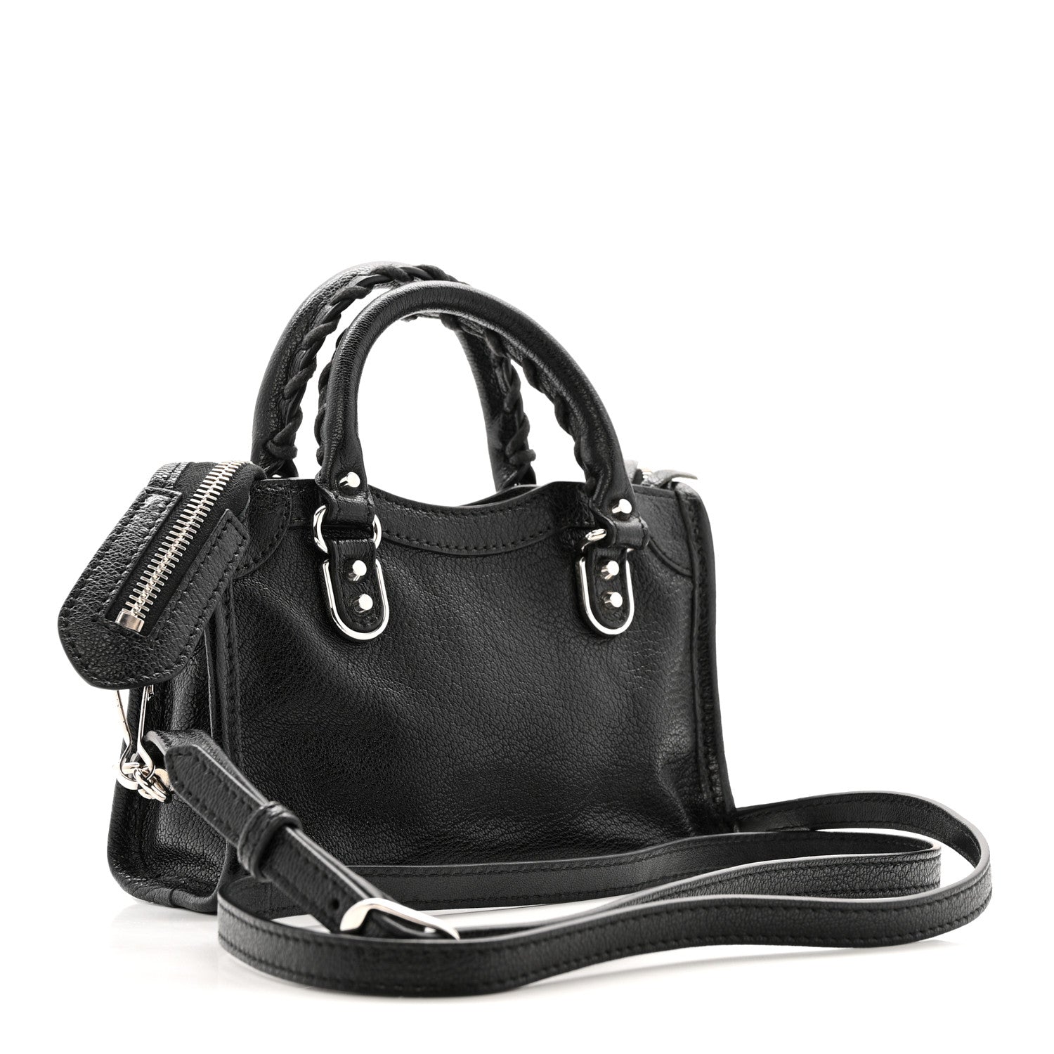 Balenciaga Chevre Silver Metallic Edge Hardware Nano City Black 3 of 12