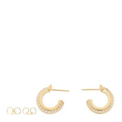 Tiffany 18K Yellow Gold Diamond T1 Hoop Earrings 3 of 7