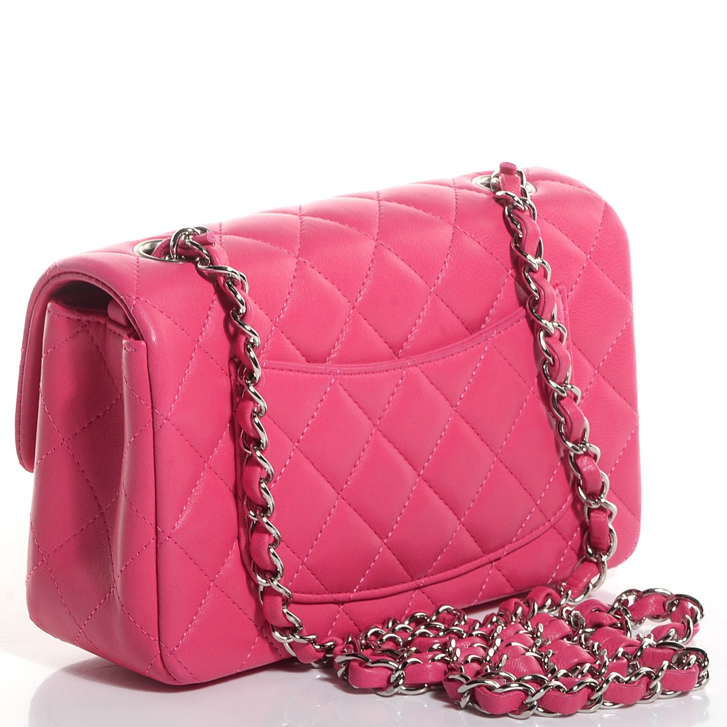 Lambskin Quilted Mini Rectangular Flap Dark Pink