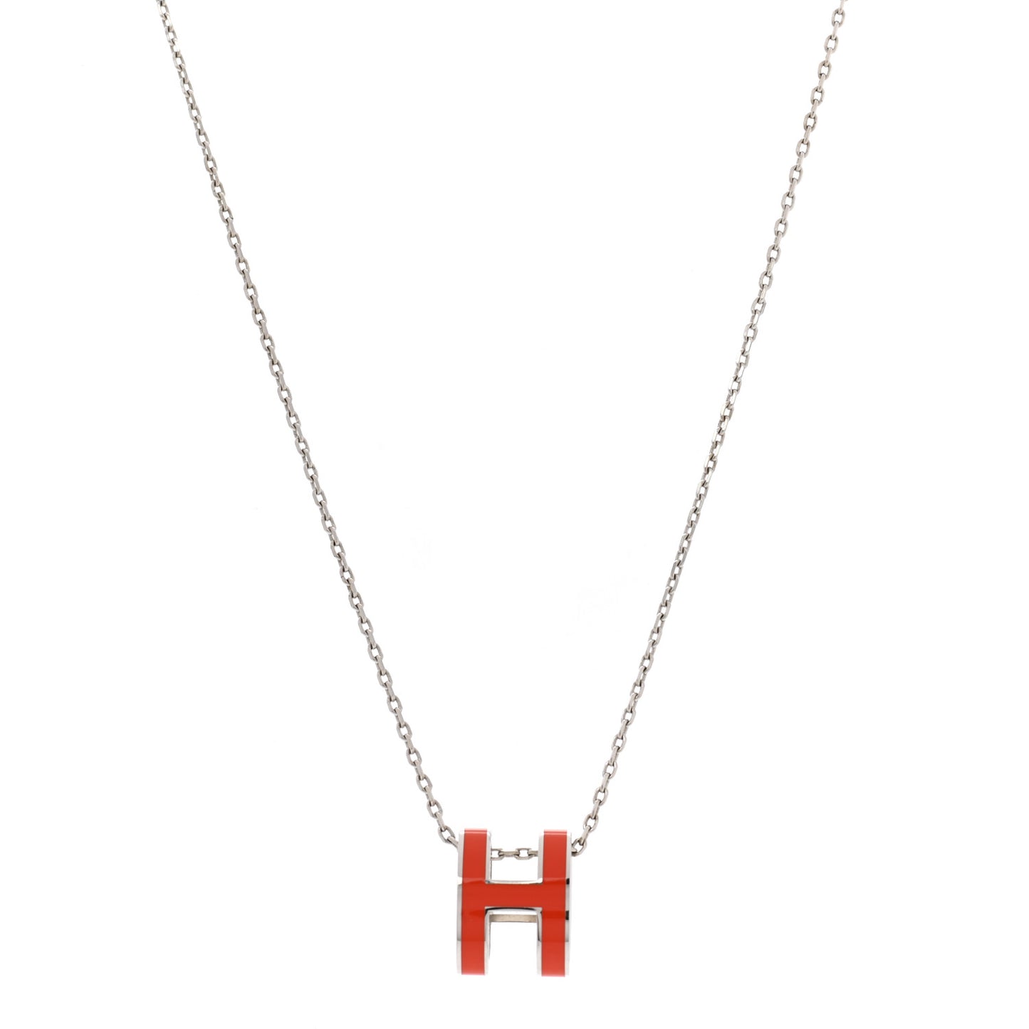 Lacquered Rose Gold Pop H Pendant Necklace Orange Fonce
