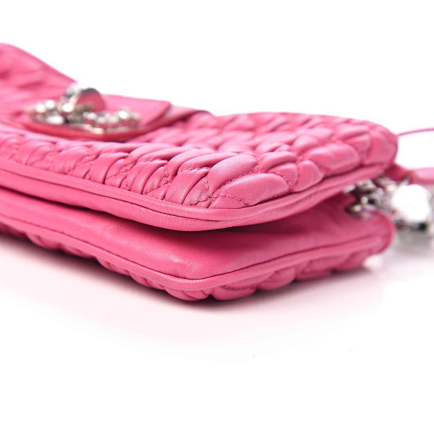 Nappa Matelasse Crystal Clutch Fuxia