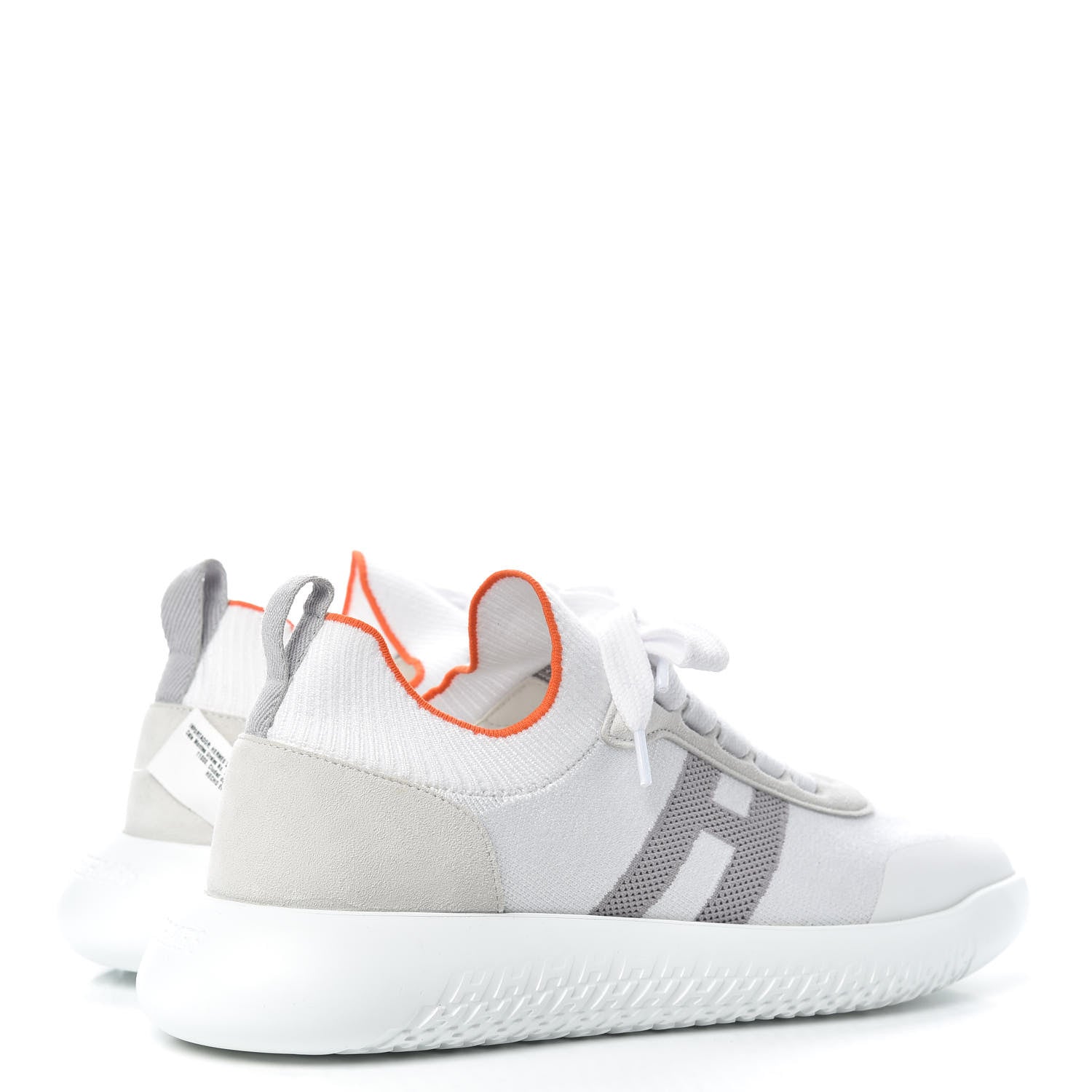 Hermes Knit Suede Goatskin Womens Crew Sneakers 40 White Gris 4 of 9