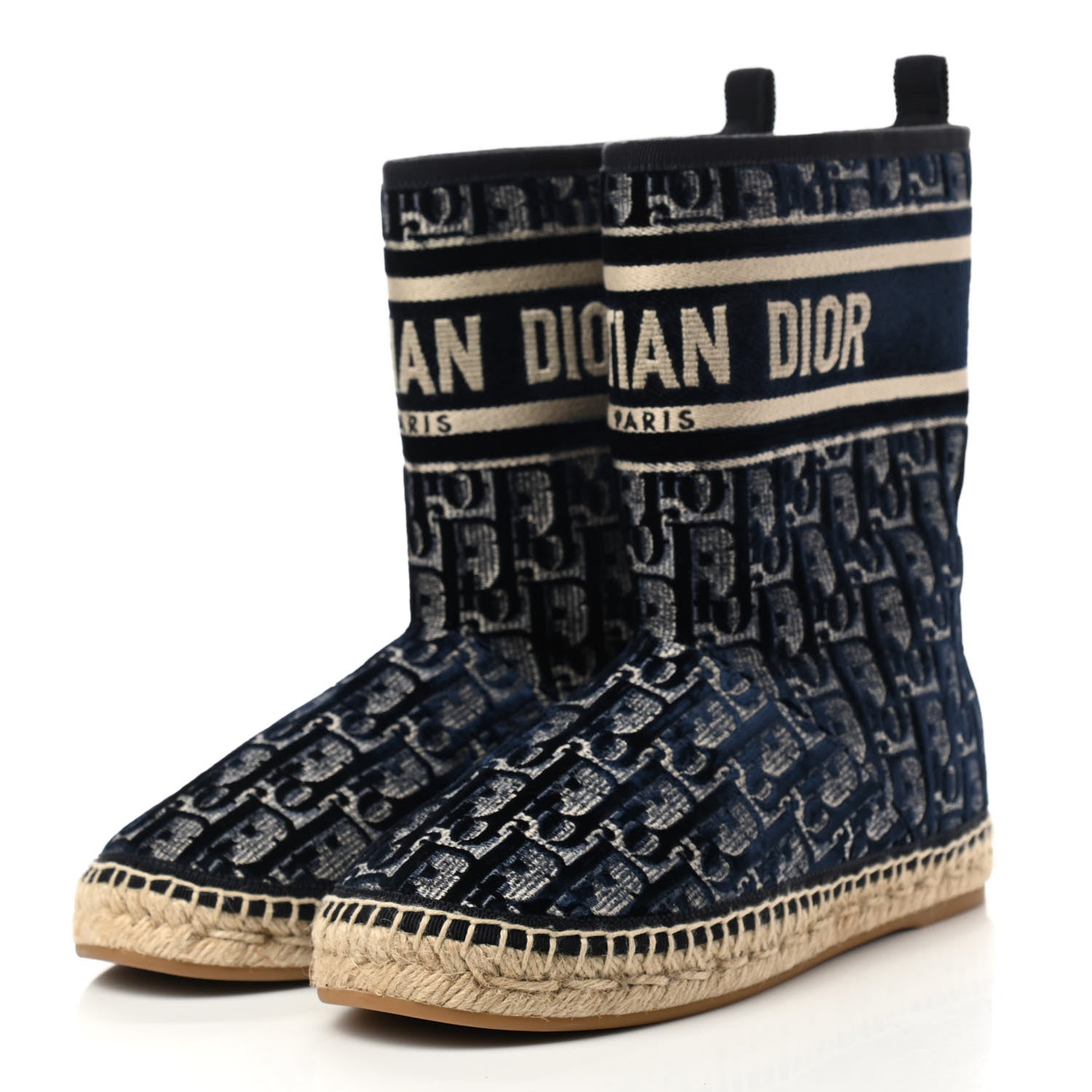 Christian Dior Velvet Oblique Granville Espadrille Boots 36.5 Deep Blue 3 of 8