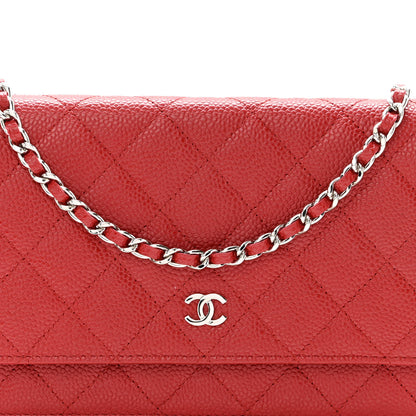Chanel Caviar Quilted Wallet On Chain WOC Dark Red 9 of 11