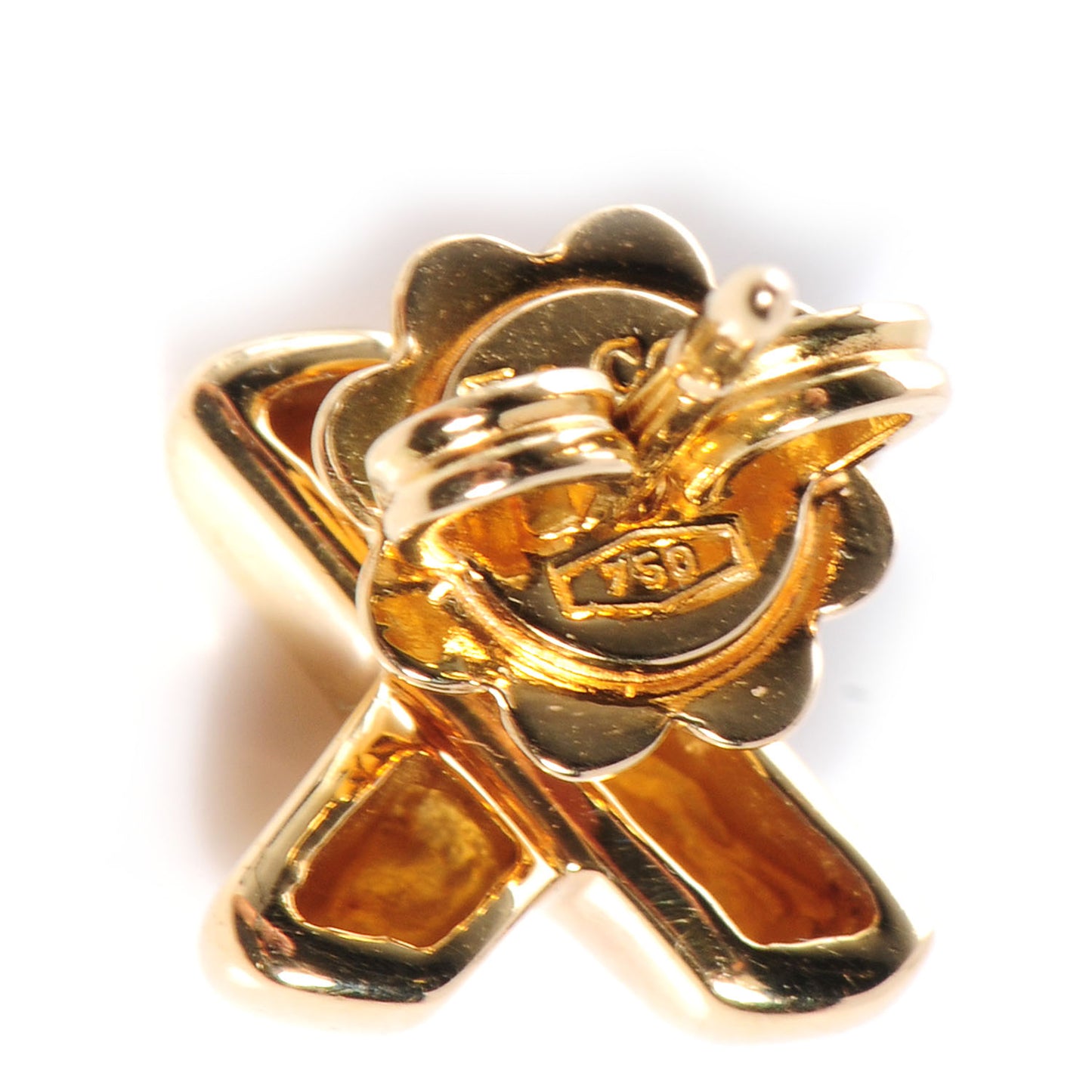 18K Yellow Gold 7.5mm Cross Stitch Earrings