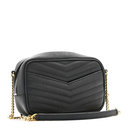 Saint Laurent Grain De Poudre Matelasse Monogram Mini Lou Camera Bag Dark Smog 3 of 11