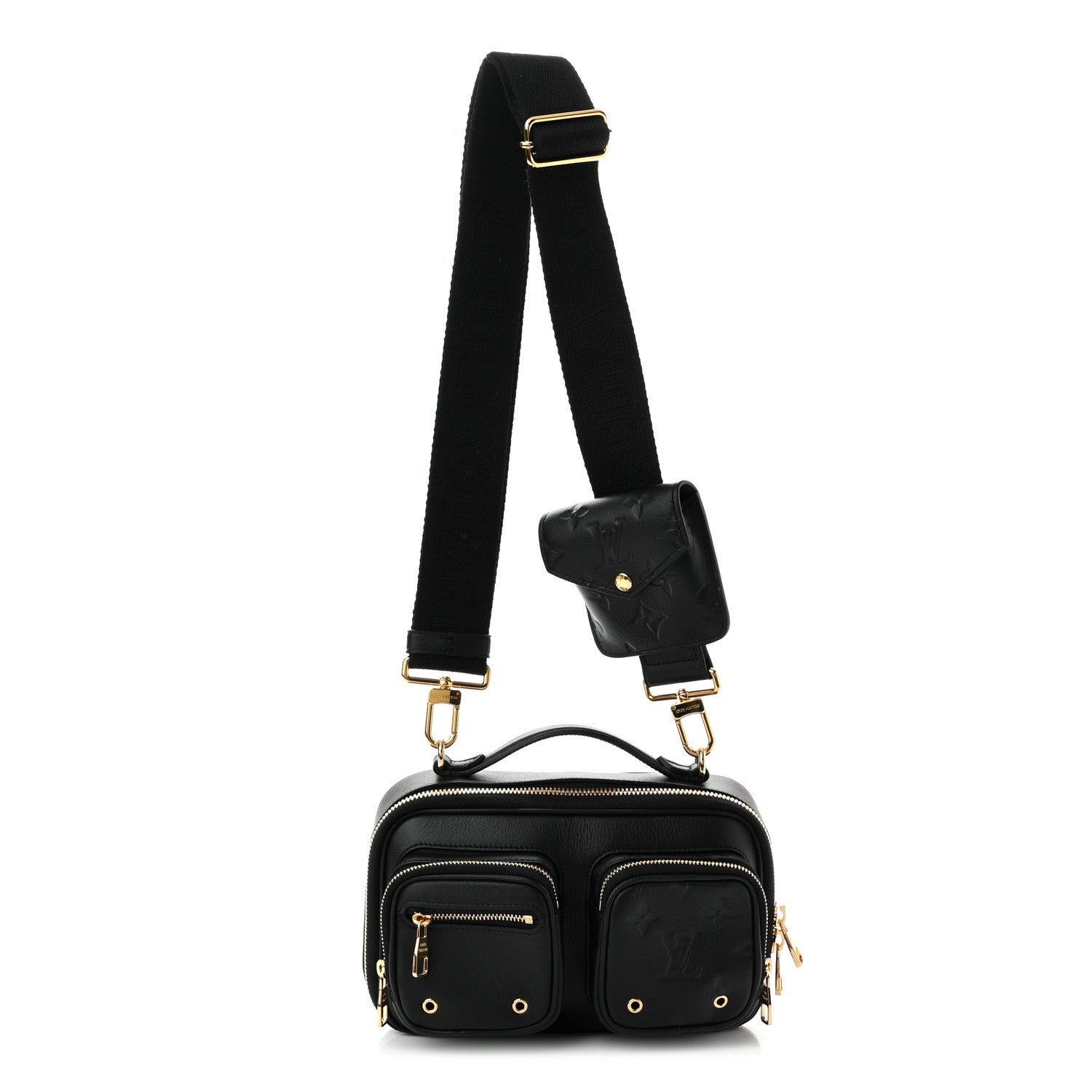 Louis Vuitton Calfskin Monogram Embossed Utility Crossbody Black 1 of 8