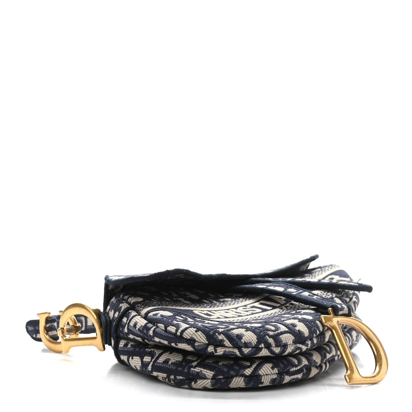 Oblique Embroidered Saddle Bag Blue