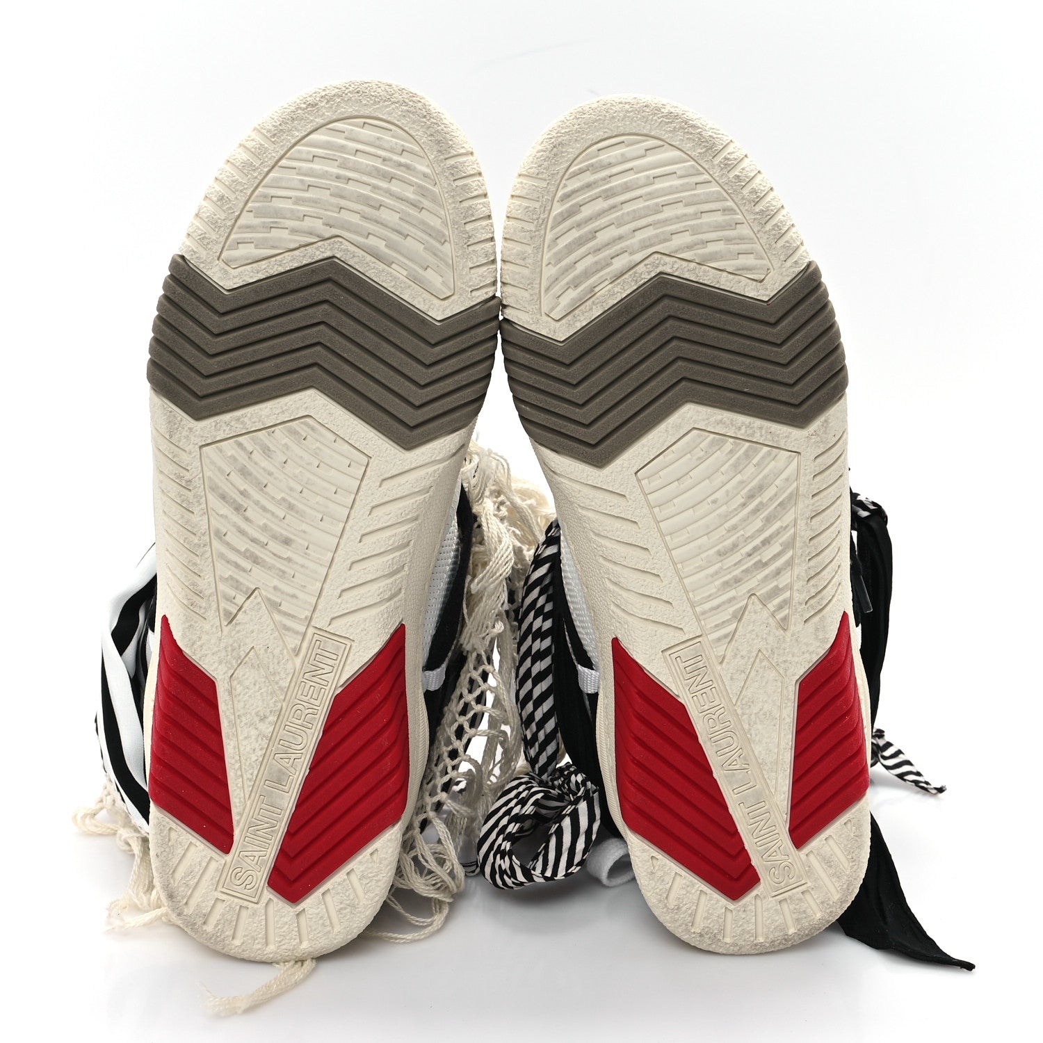 Saint Laurent Calfskin Smith High Top Sneakers 40 White Black 6 of 10