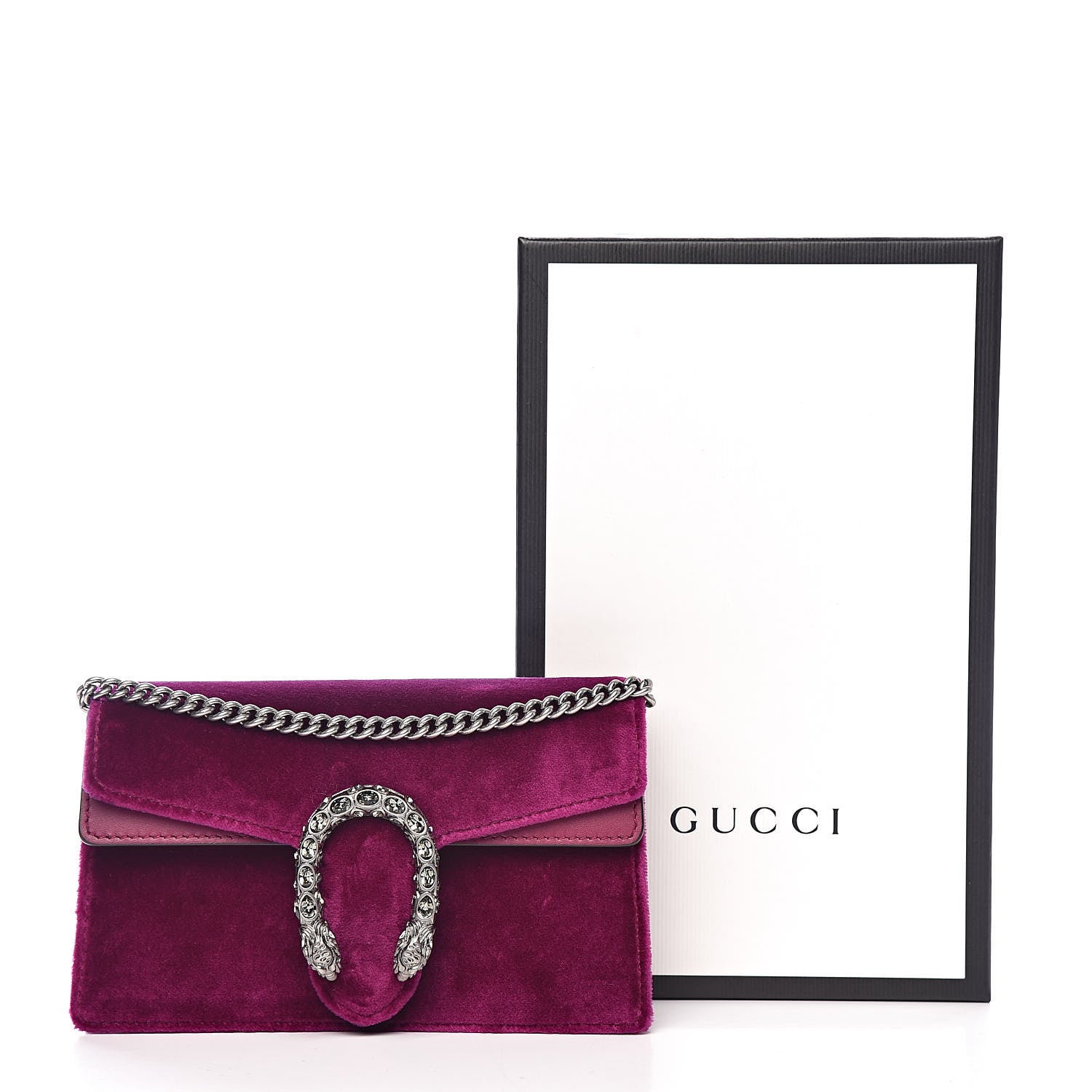 極美品　37　GUCCI　グッチ　デュオニソス　ベロア　チェーン　ミニ　パープル Gucci Velvet Super Mini Dionysus Shoulder Bag Fuchsia Violet