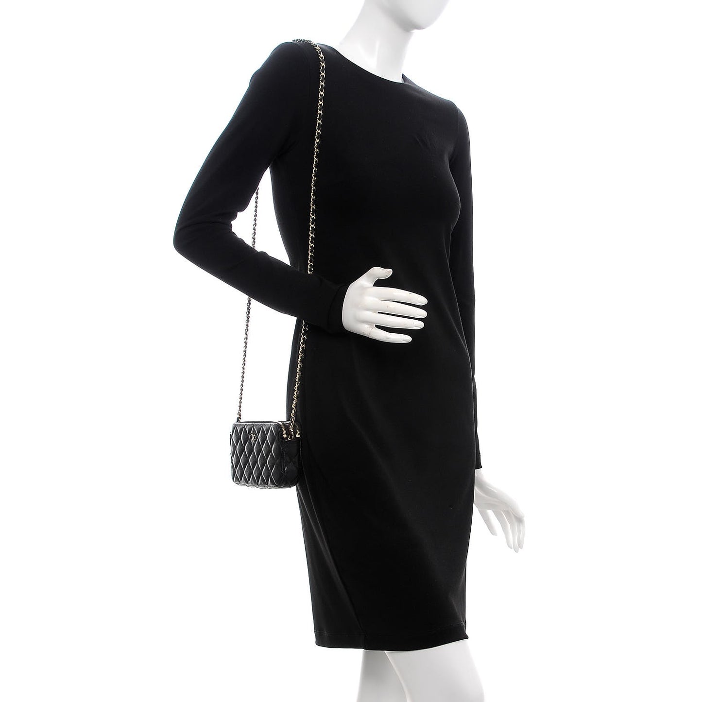 Caviar Quilted Small Clutch With Chain Black