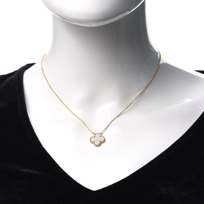 Van Cleef & Arpels 18K Yellow Gold Mother of Pearl Vintage Alhambra Pendant Necklace 2 of 8