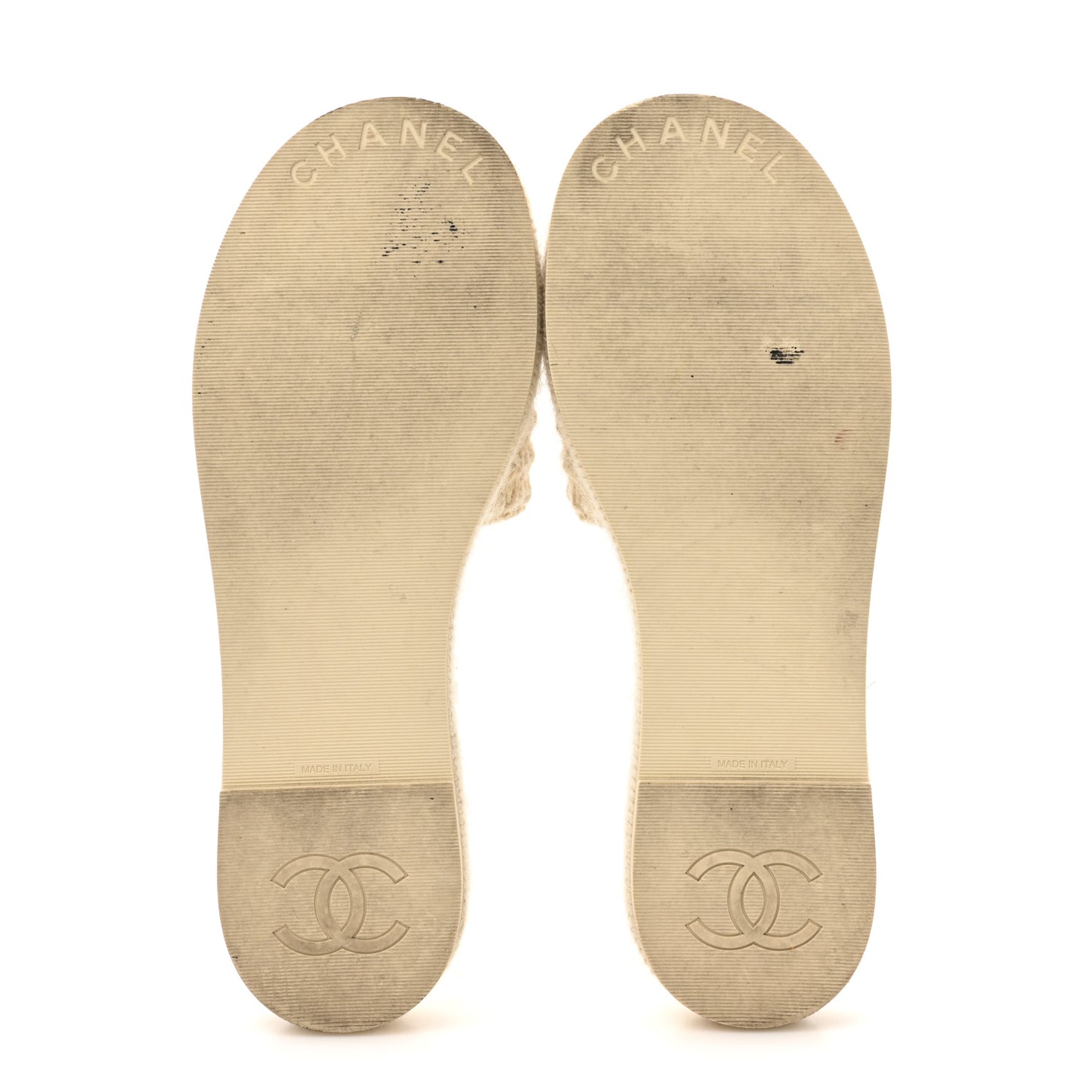 Wool Alpaca Chain CC Slide Sandals  39 Ivory