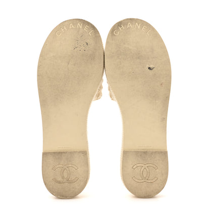 Chanel Wool Alpaca Chain CC Slide Sandals  39 Ivory 6 of 10