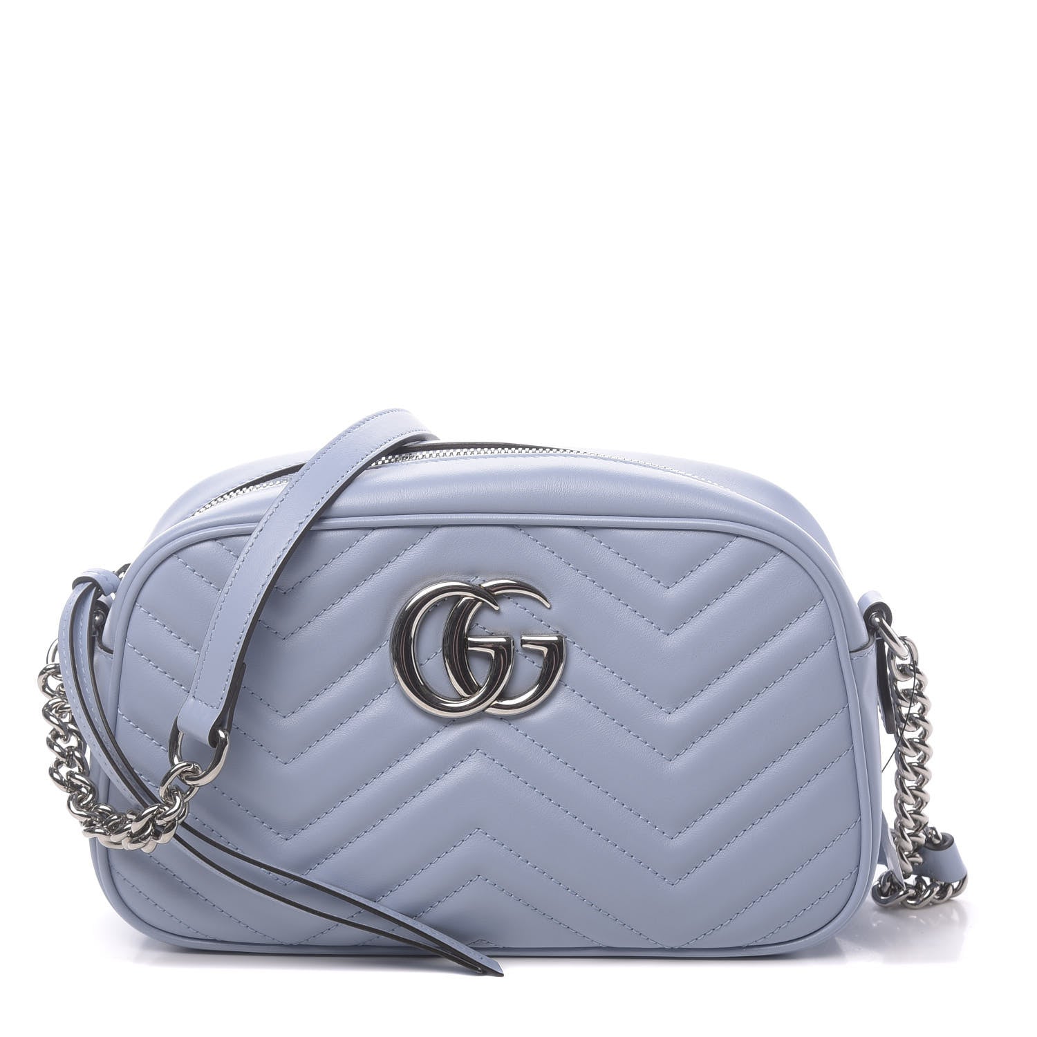 Gucci Calfskin Matelasse Small GG Marmont Chain Shoulder Bag Porcelain Light Blue 1 of 10