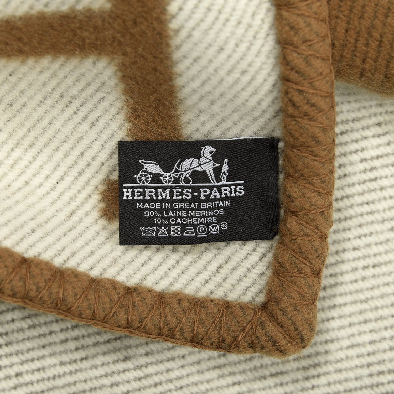 Hermes Wool Cashmere Avalon Blanket Ecru Camel 2 of 2