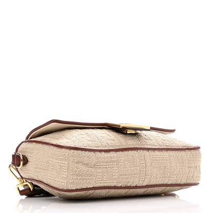 Fendi Sardinian Jacquard Vitello King FF 1974 Embroidered Baguette Corda Praline 4 of 11