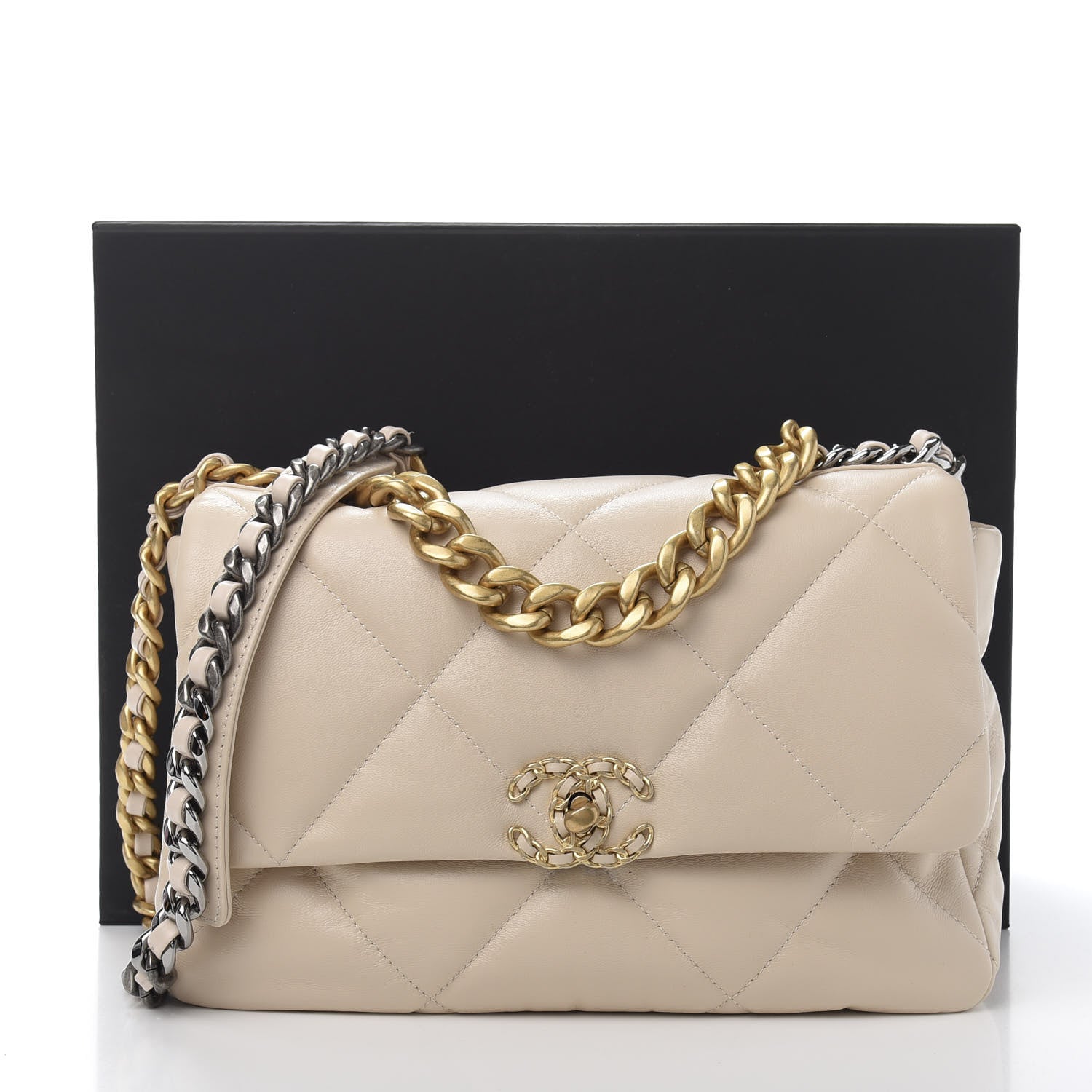 Chanel Lambskin Quilted Large 19 Flap Beige 11 of 11