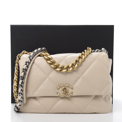 Chanel Lambskin Quilted Large 19 Flap Beige 11 of 11