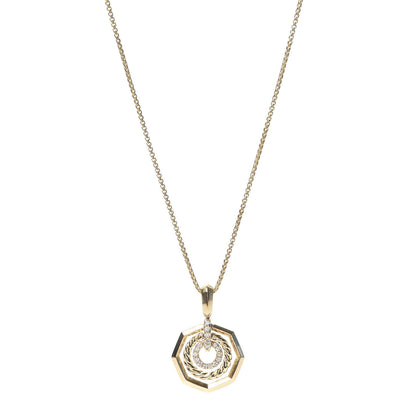 David Yurman 18K Yellow Gold Diamond 16mm Stax Pendant Necklace 1 of 5
