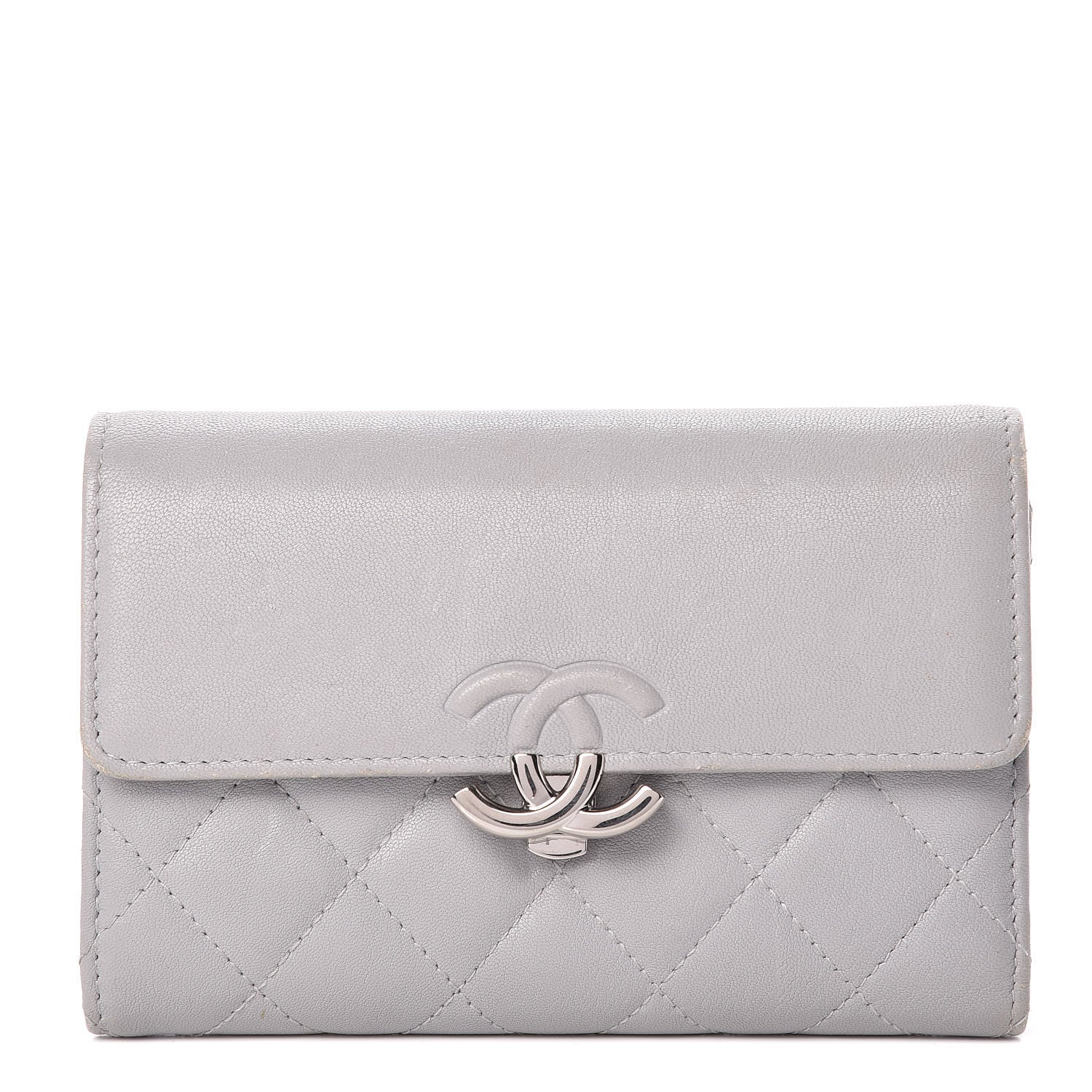 Chanel Lambskin Quilted CC Box Flap Wallet Grey 1 of 23