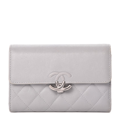 Chanel Lambskin Quilted CC Box Flap Wallet Grey 1 of 23
