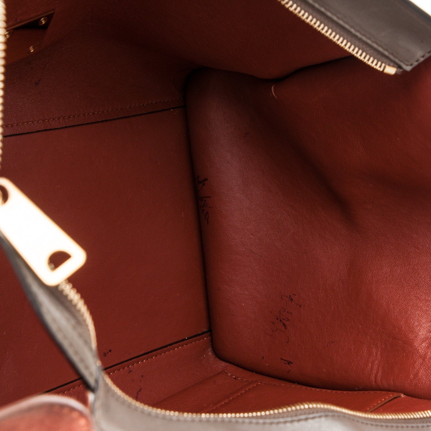 Smooth Calfskin Suede Medium Tri-Color Trapeze Terracotta