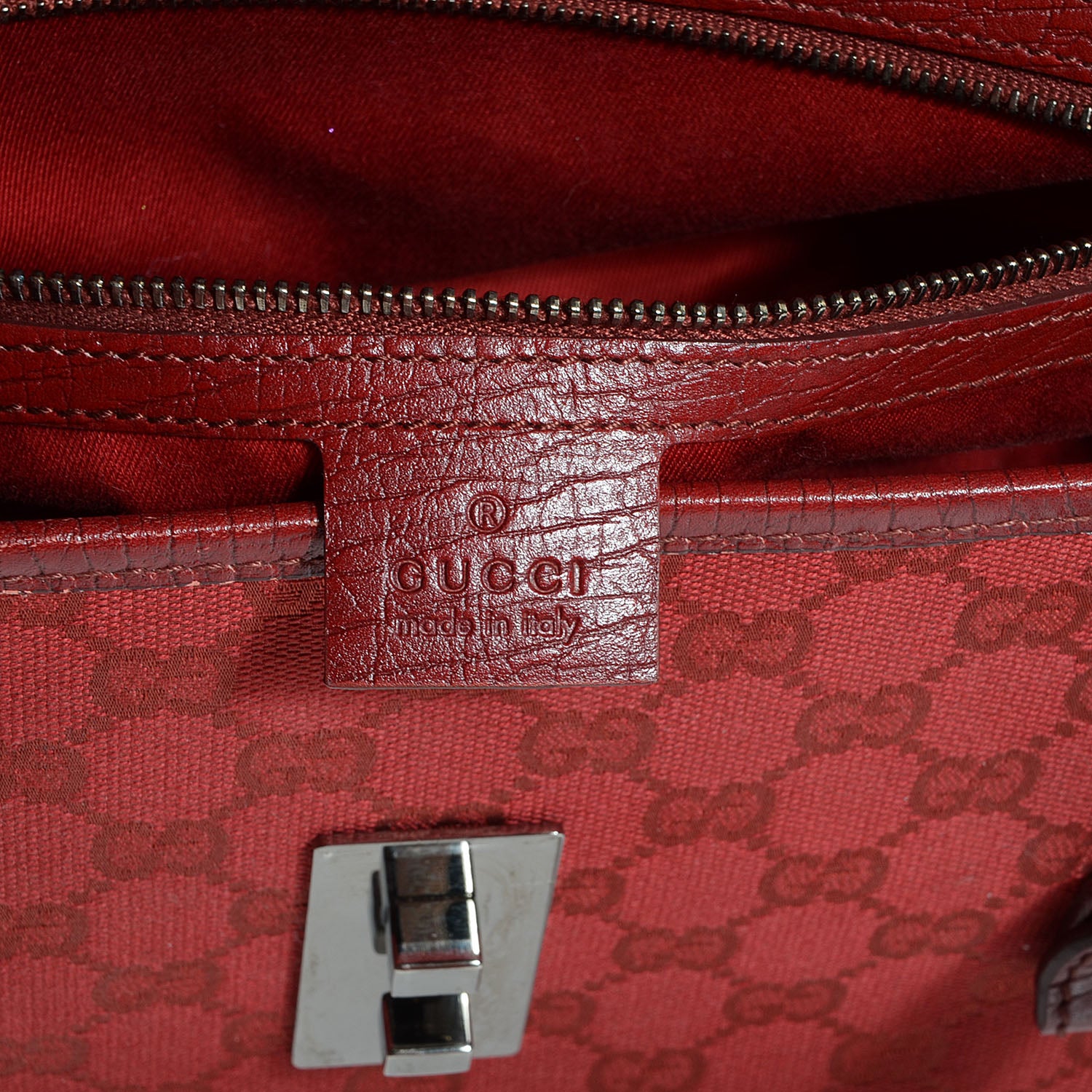 Gucci Monogram Bamboo Bullet Satchel Red 5 of 7