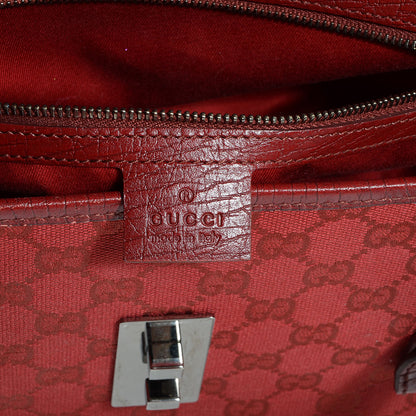 Gucci Monogram Bamboo Bullet Satchel Red 5 of 7