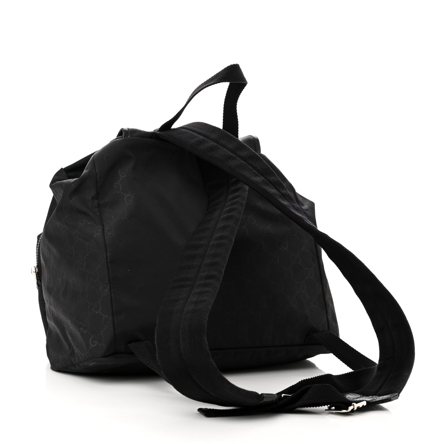 Gucci Nylon Monogram Medium Light Single Buckle Backpack Black 3 of 11