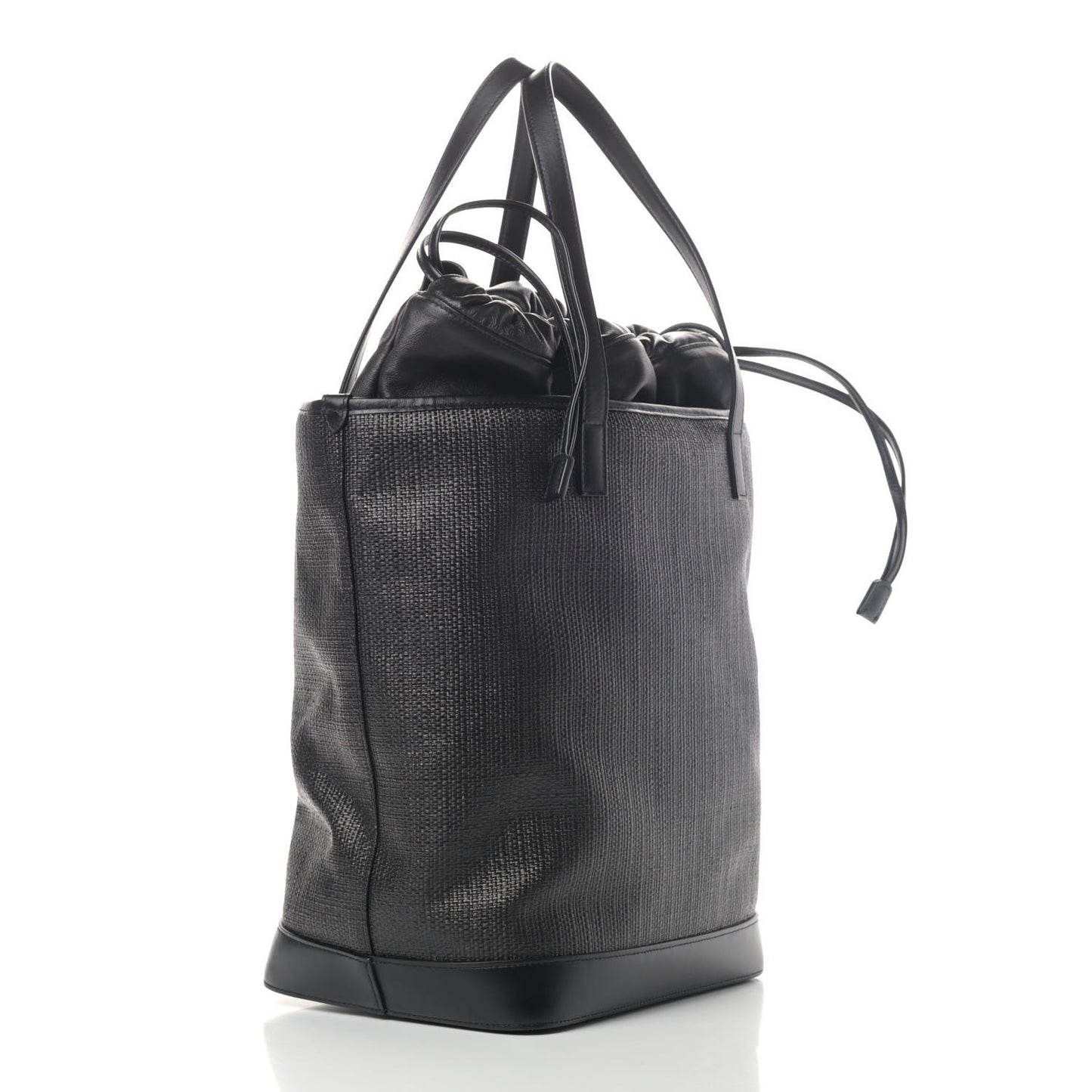 Linen Canvas Teddy Shopping Bag Black