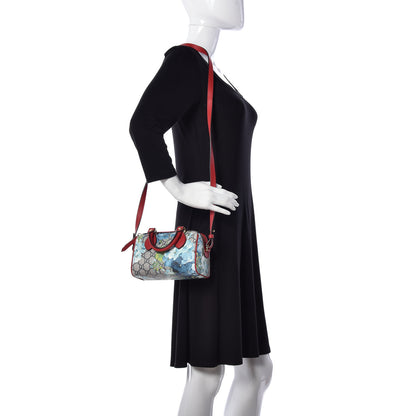 Gucci GG Supreme Monogram Blooms Mini Boston Navy Blue Hibiscus 2 of 10