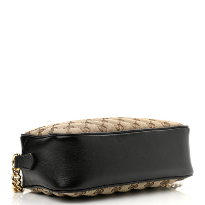 Gucci Monogram Matelasse Diagonal Small GG Marmont Chain Shoulder Bag Beige Black 4 of 12