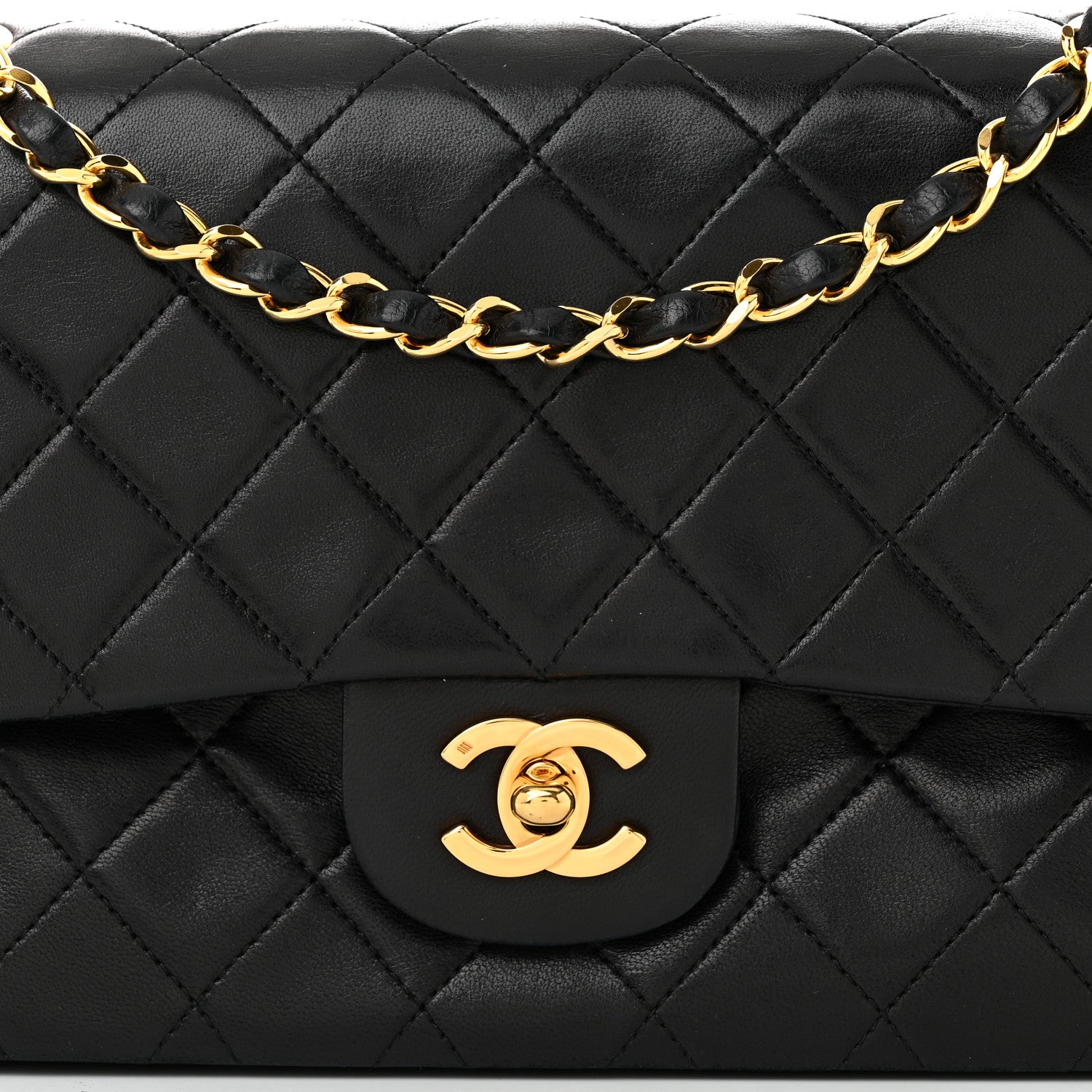 Chanel Lambskin Quilted Medium Double Flap Black 8 of 10