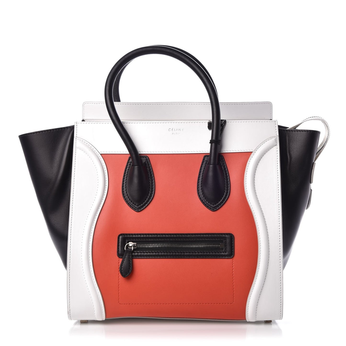 Satin Calfskin Mini Tri-Color Luggage Vermillion