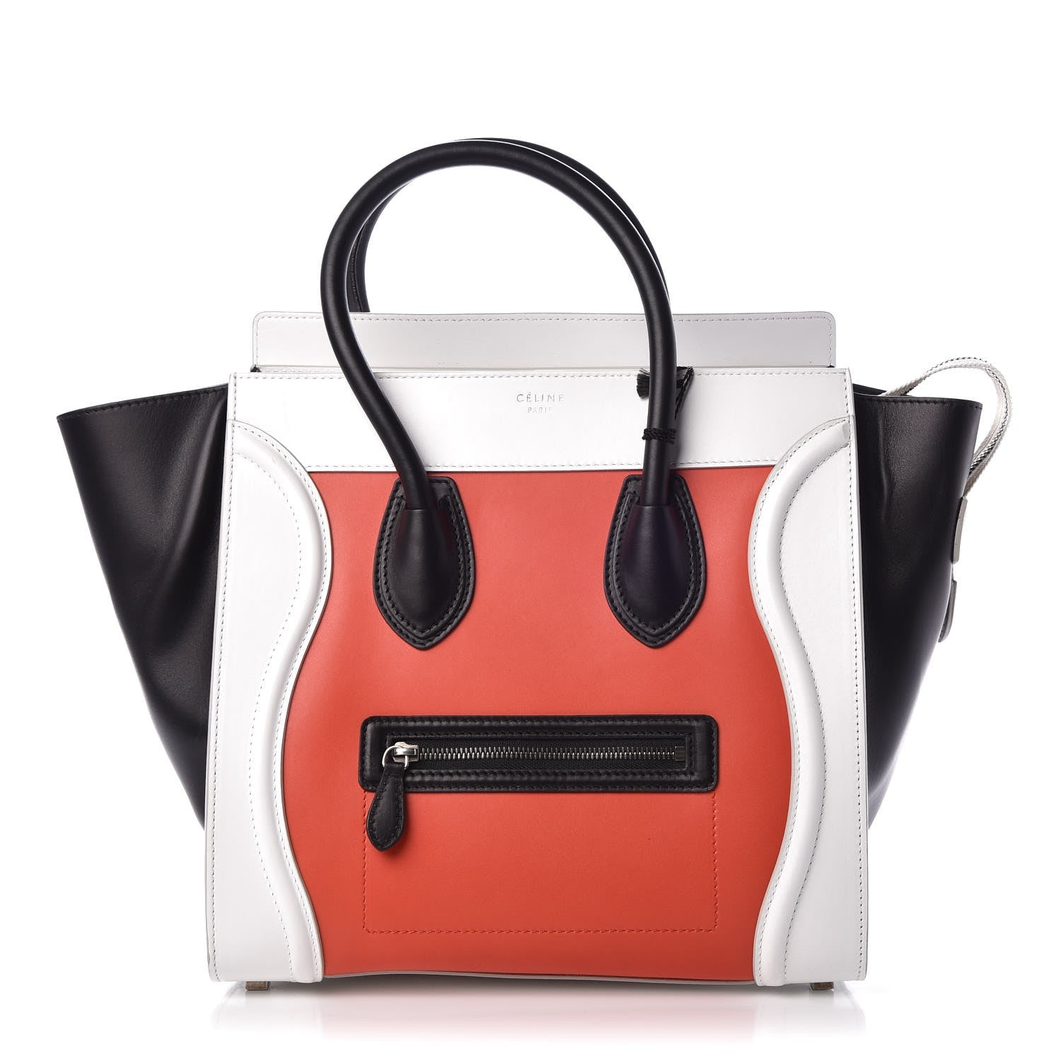 Celine Satin Calfskin Mini Tri-Color Luggage Vermillion 1 of 10