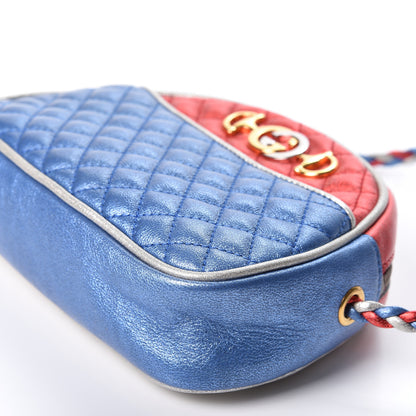 Gucci Laminated Nappa Trapuntata Mini Zumi Dome Shoulder Bag Rosso Marine Argento 8 of 9