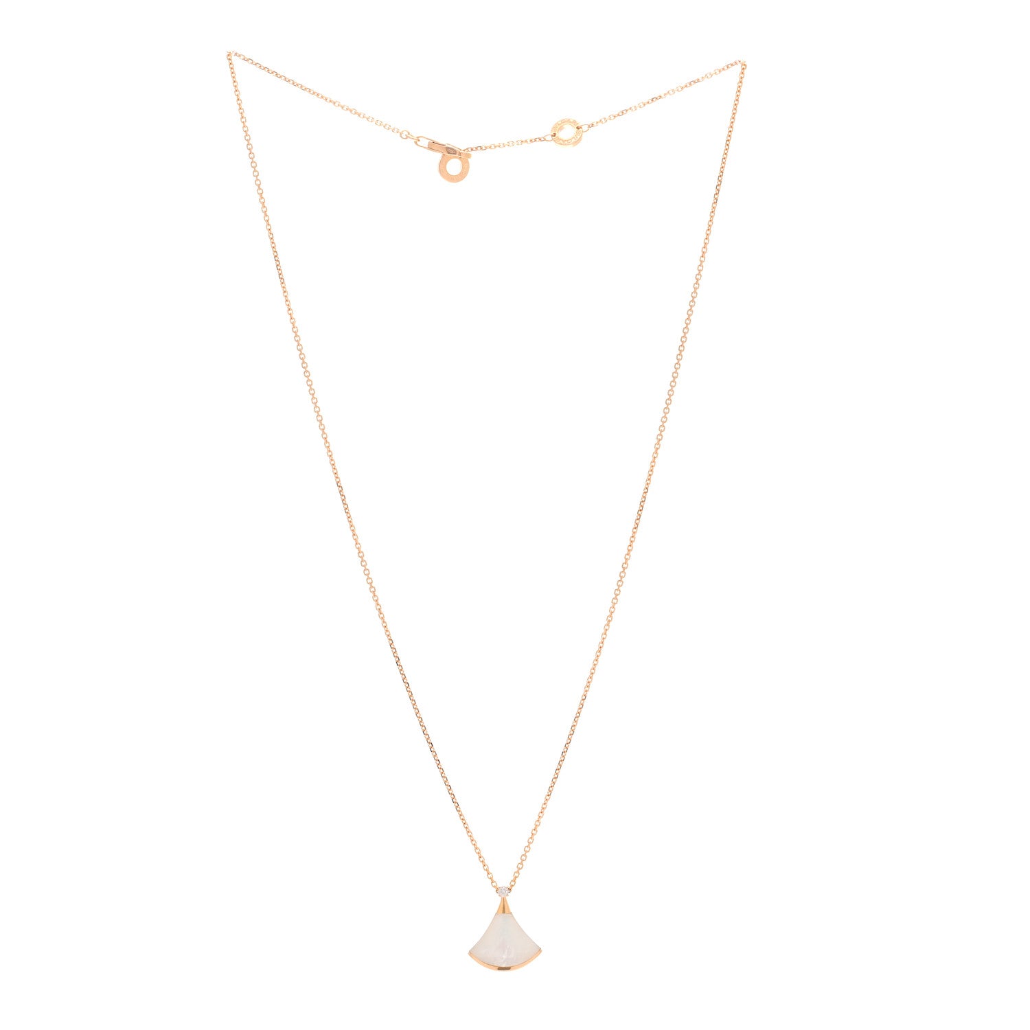Bulgari 18K Rose Gold Diamond Mother of Pearl Small Divas' Dream Pendant Necklace 3 of 5
