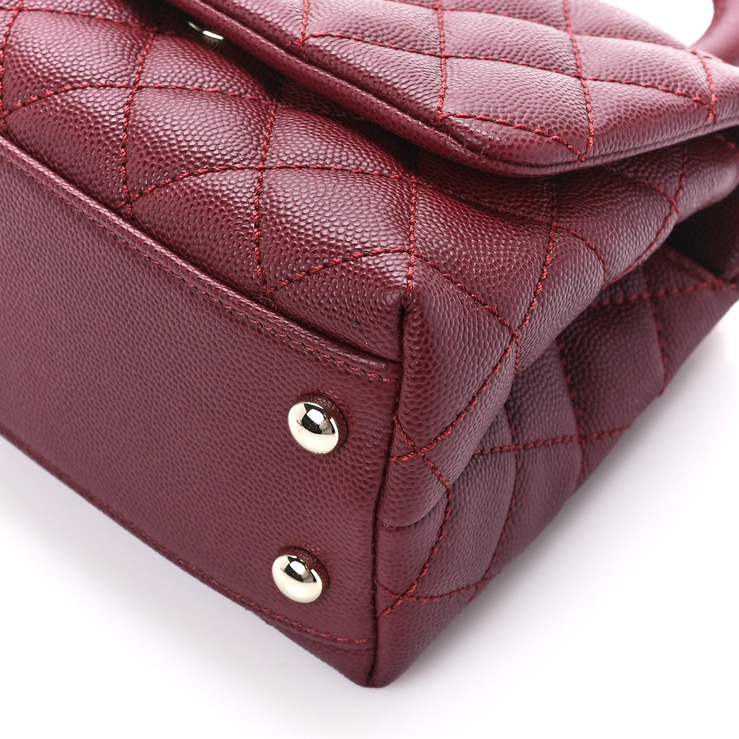Chanel Caviar Quilted Extra Mini Coco Handle Flap Burgundy 10 of 13