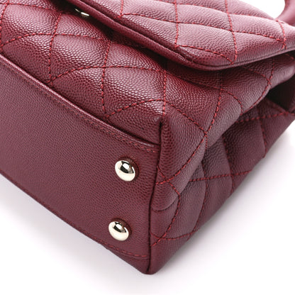 Chanel Caviar Quilted Extra Mini Coco Handle Flap Burgundy 10 of 13