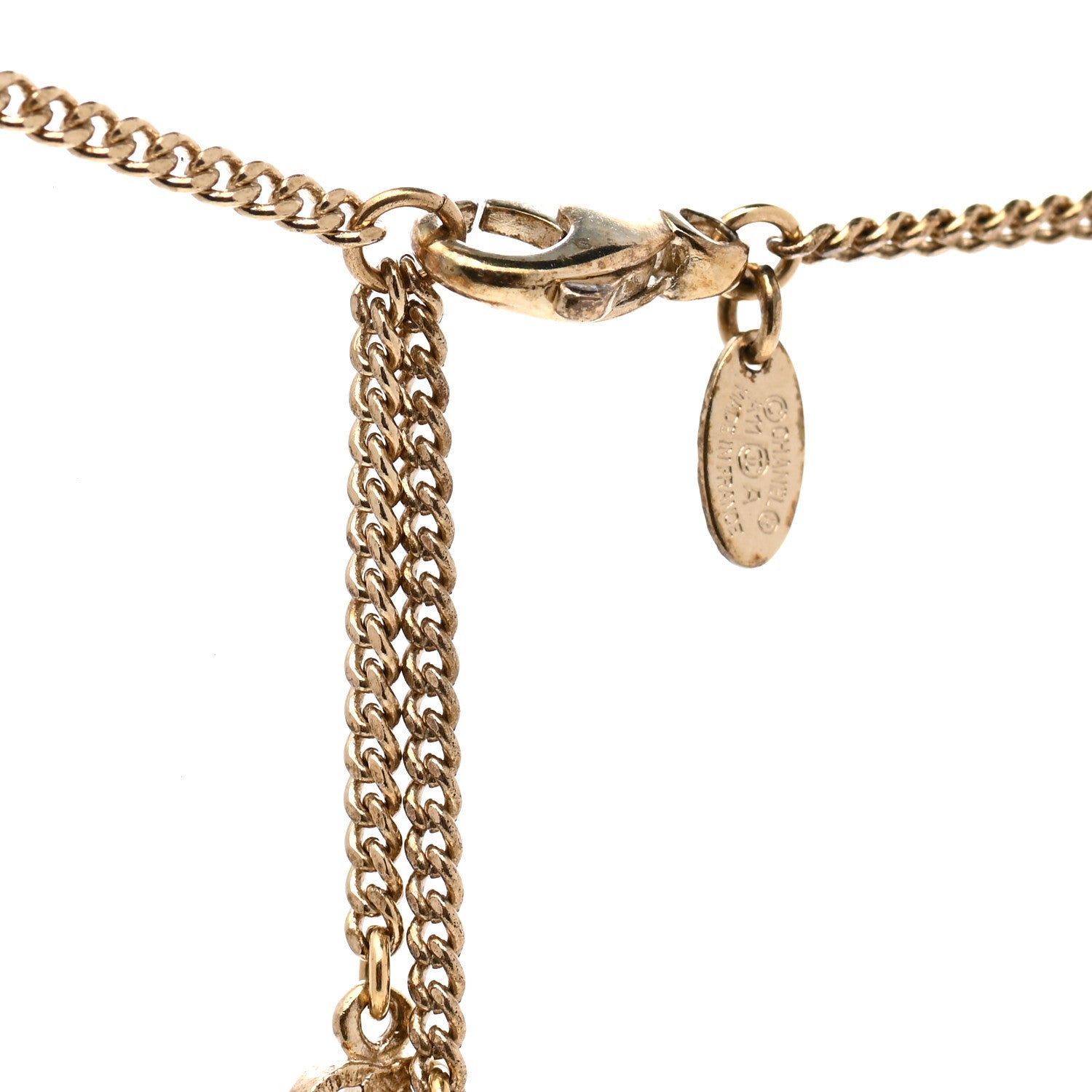Chanel Crystal CC Pendant Necklace Gold 5 of 6