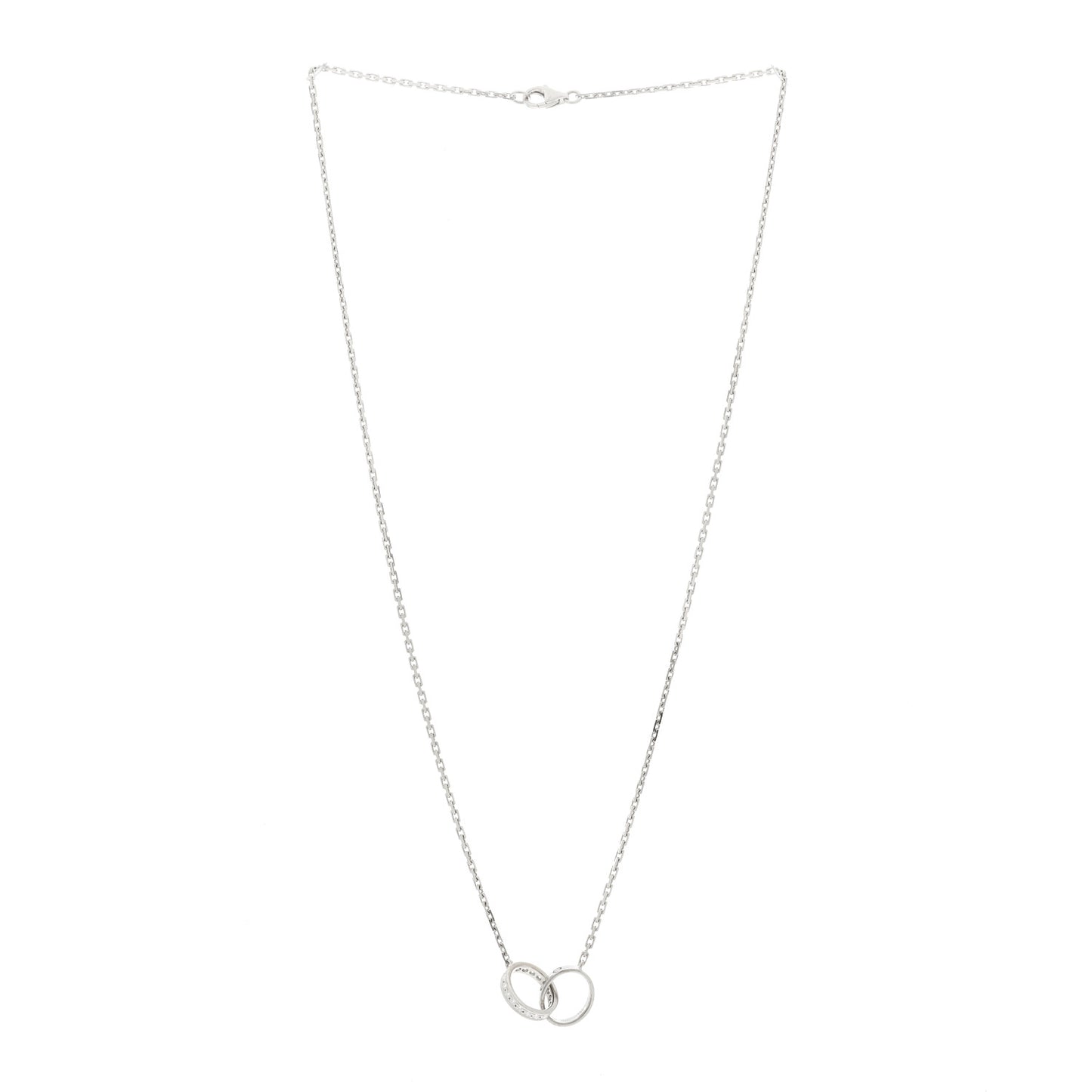 18K White Gold Diamond Interlocking LOVE Necklace