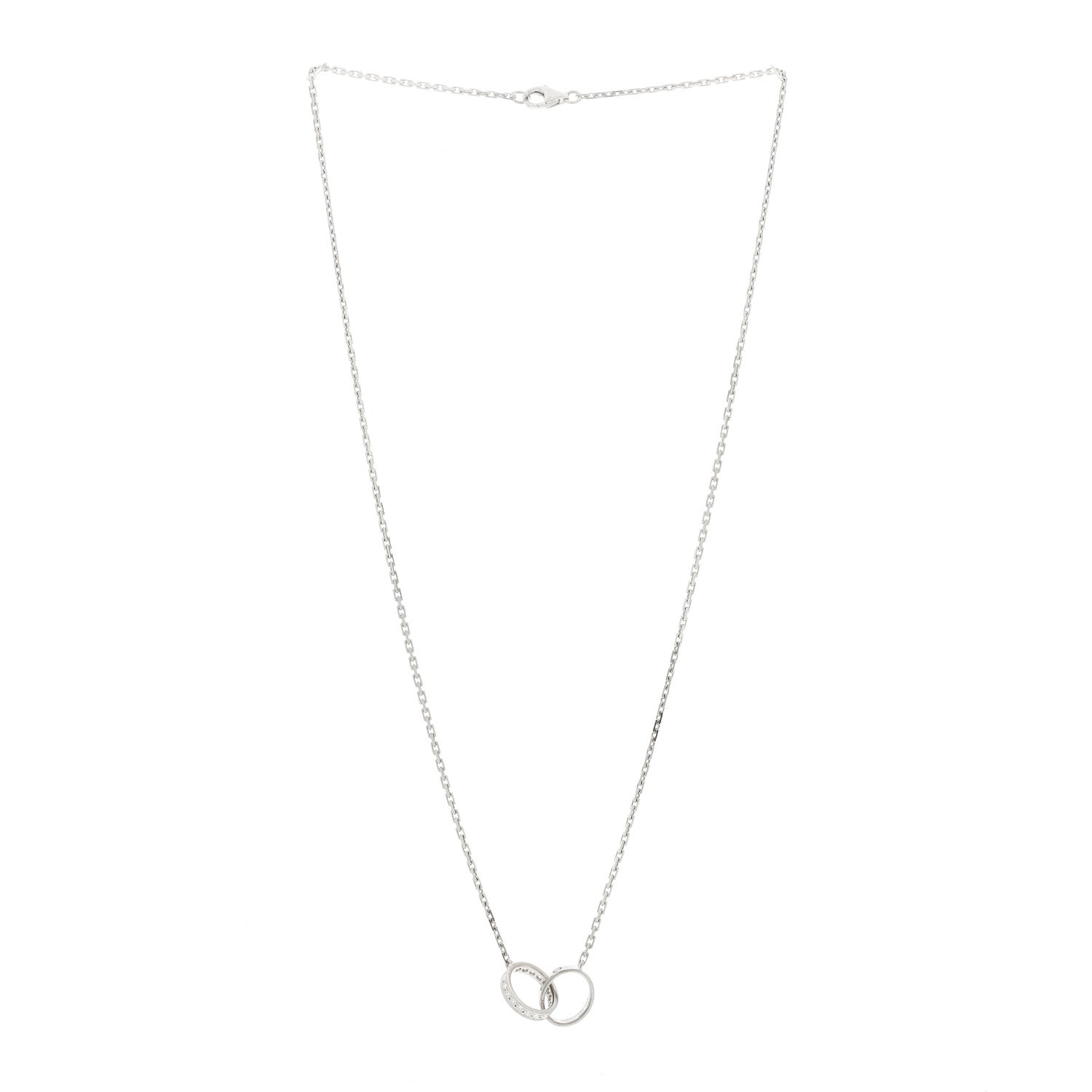 Cartier 18K White Gold Diamond Interlocking LOVE Necklace 3 of 10