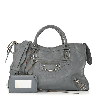 Balenciaga Chevre Silver Metallic Edge Hardware City Bleu Acier 1 of 14