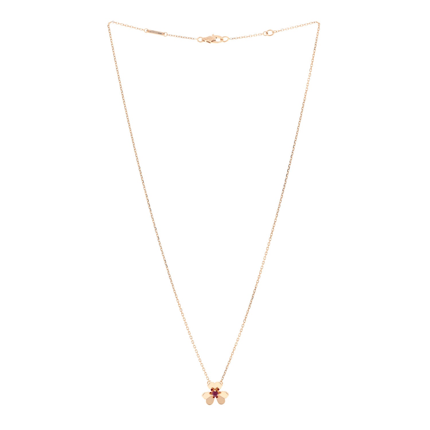 Van Cleef & Arpels 18K Rose Gold Ruby Mini Frivole Pendant Necklace 3 of 4